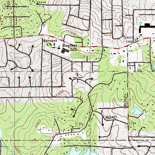 Topographic Map of Shadowbrook, GA