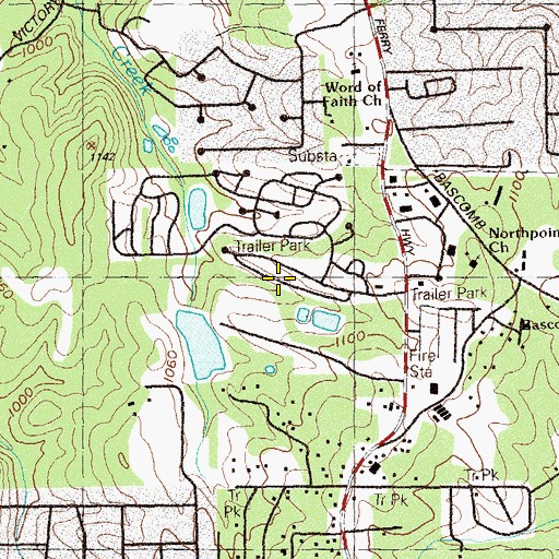 Topographic Map of Shadowood Mobile Home Park, GA