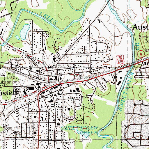 Topographic Map of Austell Community Center, GA