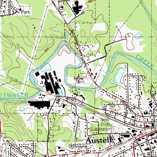 Topographic Map of Legion Park, GA