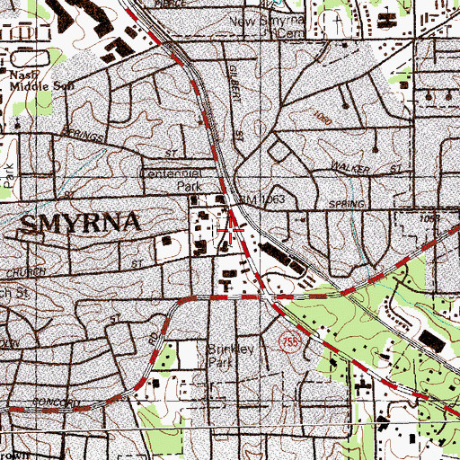 Topographic Map of Memorial Park, GA