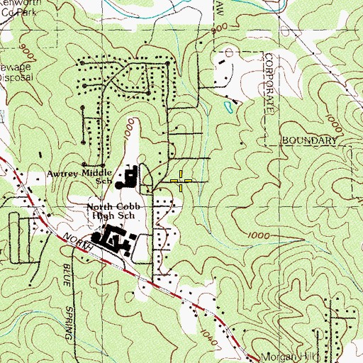 Topographic Map of Nowlin Woods, GA