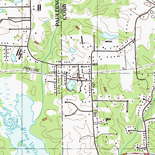 Topographic Map of Powder Ridge, GA