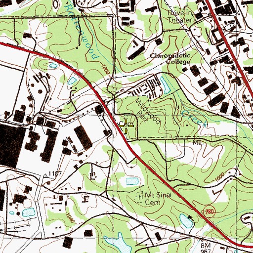 Topographic Map of Wildwood Park Cemetery, GA