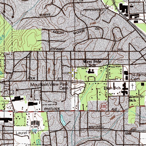 Topographic Map of Crest Hill Cemetery, GA