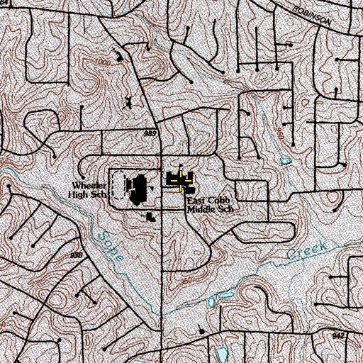 Topographic Map of East Cobb Middle School, GA
