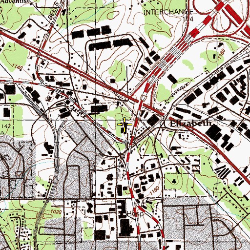 Topographic Map of Elizabeth District School (historical), GA
