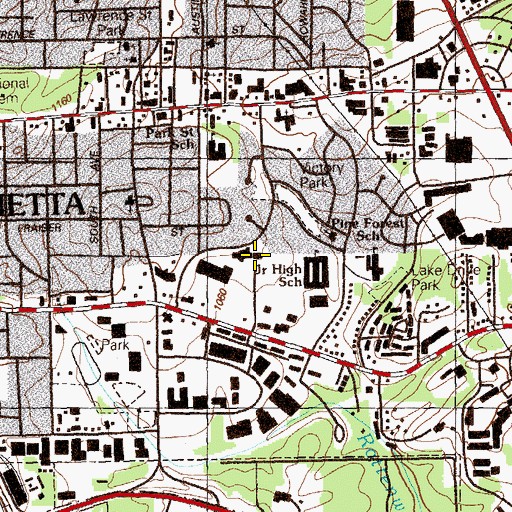 Topographic Map of First Church of the Nazarene, GA