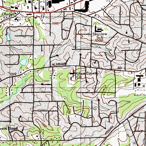 Topographic Map of Glen Forest Church, GA