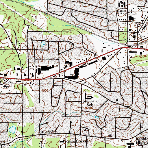 Topographic Map of Hawthorne Plaza Shopping Center, GA