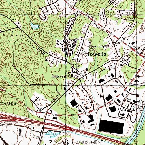 Topographic Map of Hillcrest Church, GA