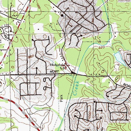 Topographic Map of Holydale Church, GA