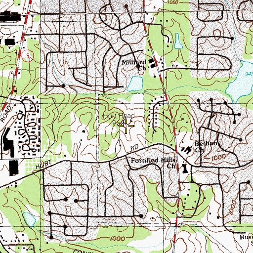 Topographic Map of Hurt Road Park, GA