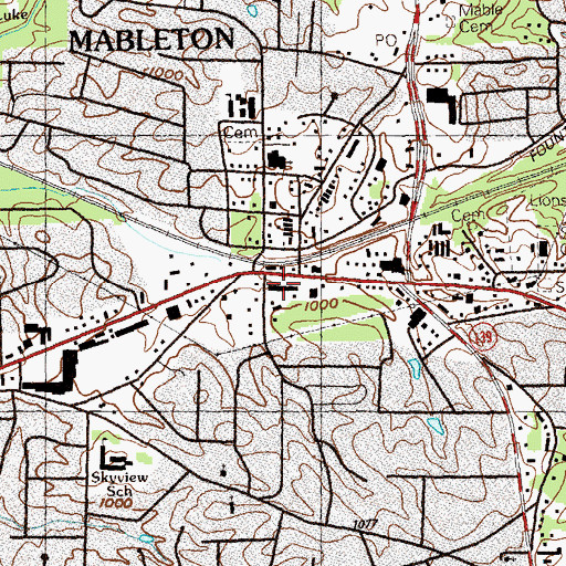 Topographic Map of Mableton Shopping Center, GA