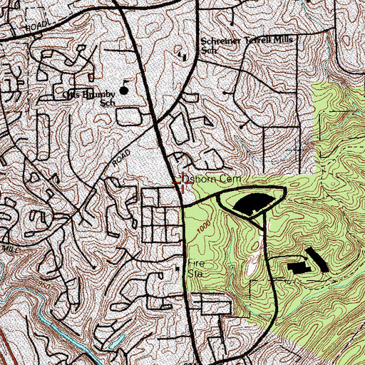 Topographic Map of Osborn Cemetery, GA