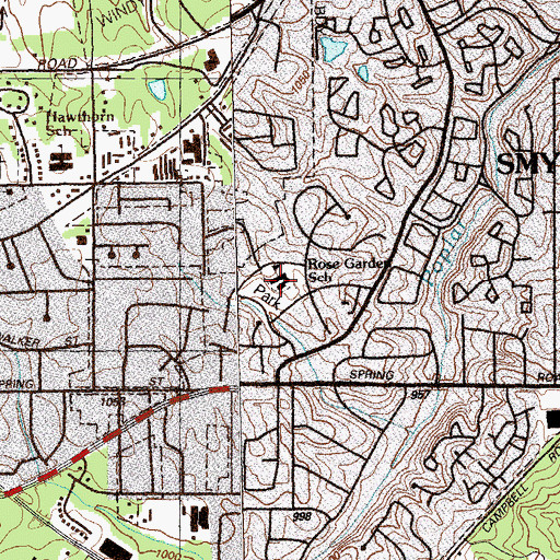Topographic Map of Rose Garden School, GA