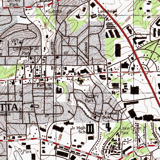 Topographic Map of Roswell Street Baptist Church, GA