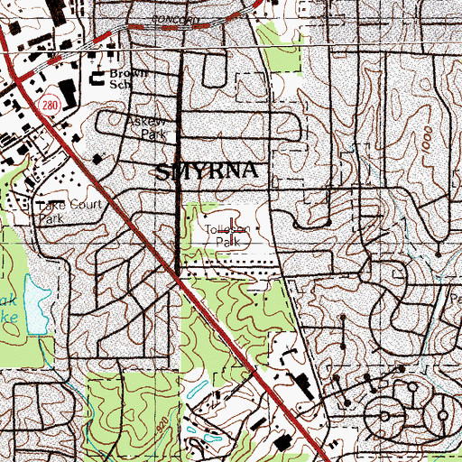 Topographic Map of Tolleson Park, GA