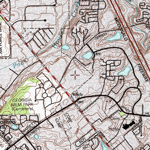 Topographic Map of Treasure Island Shopping Center, GA