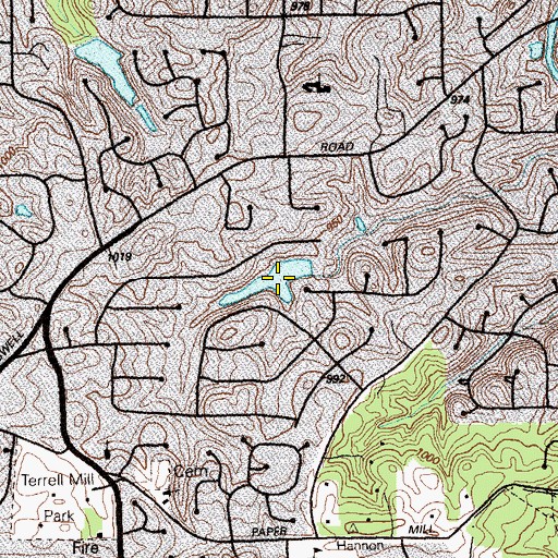 Topographic Map of Turtle Lake, GA