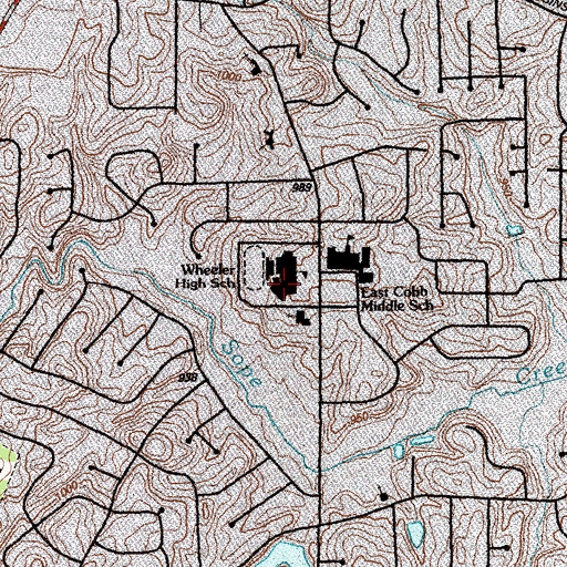 Topographic Map of Wheeler High School, GA