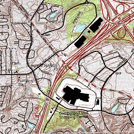 Topographic Map of Interchange 13, GA