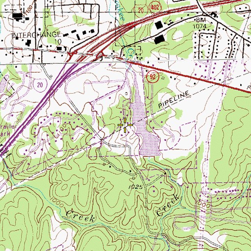 Topographic Map of Shawnee Lake Estates, GA