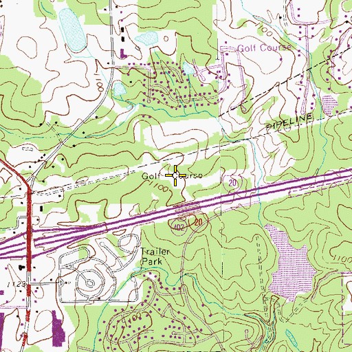 Topographic Map of Western Pines Country Club, GA