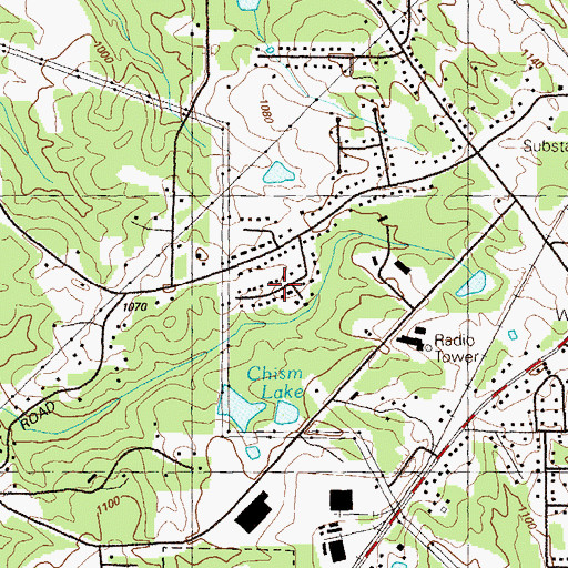 Topographic Map of Merlin Meadows, GA