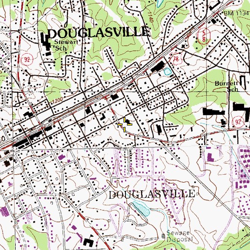 Topographic Map of Spring Market Shopping Center, GA