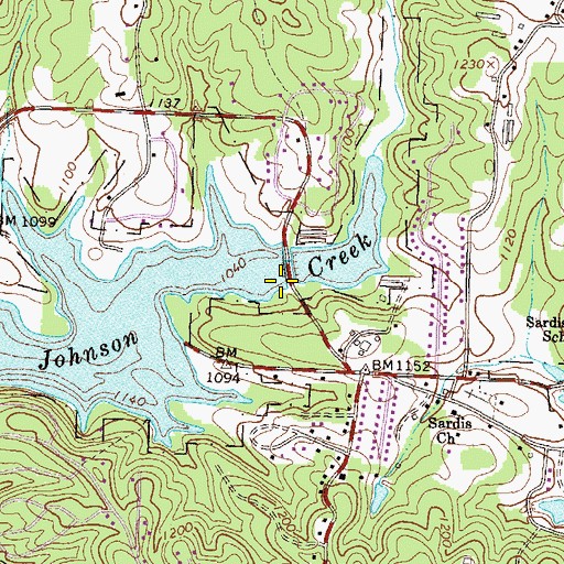 Topographic Map of Johnson Creek Access Point, GA