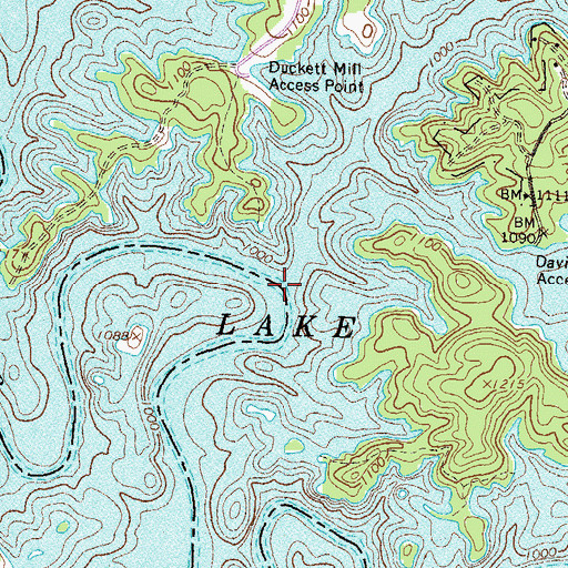Topographic Map of Martin Creek, GA