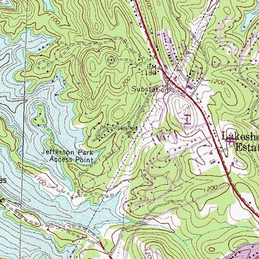 Topographic Map of Lanier Valley, GA
