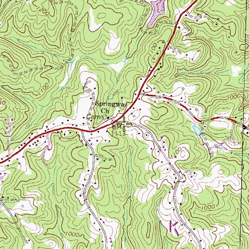 Topographic Map of Springway Baptist Cemetery, GA