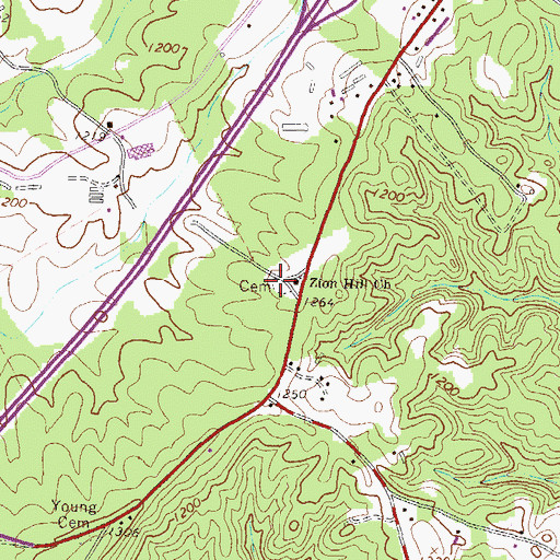 Topographic Map of Zion Hill Baptist Cemetery, GA