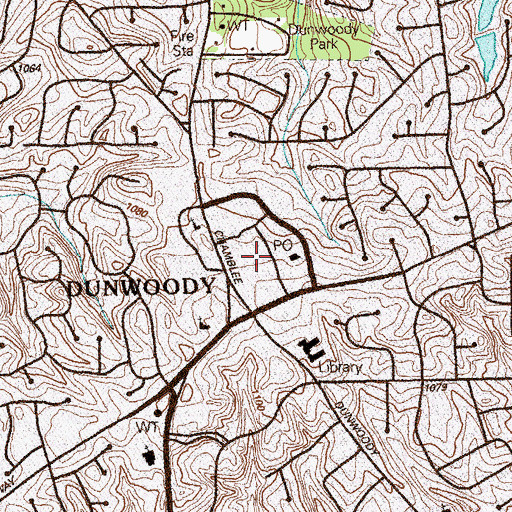 Topographic Map of Dunwoody Village Shopping Center, GA