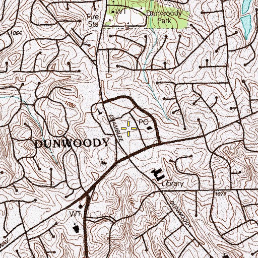 Topographic Map of Dunwoody Village Shopping Center, GA