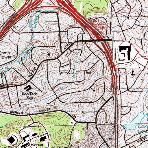 Topographic Map of Embry Hills, GA