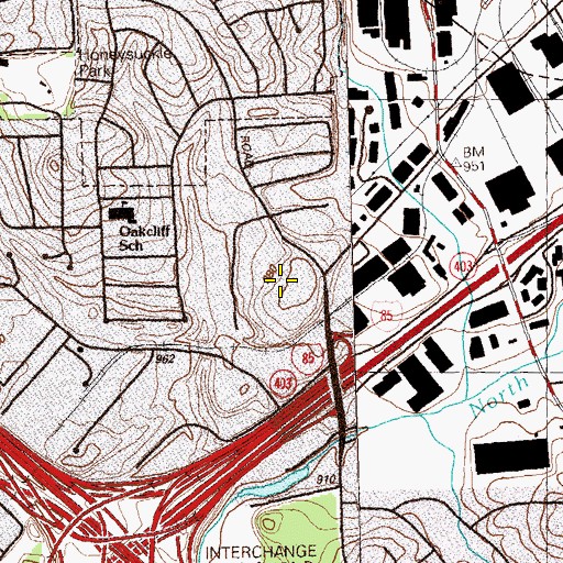 Topographic Map of Perimeter McCall Business Park, GA