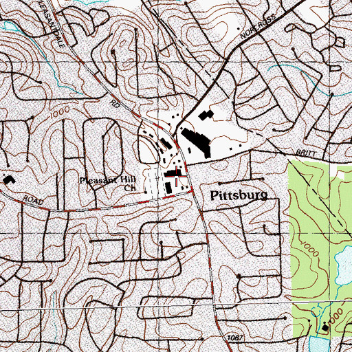 Topographic Map of Pittsburg Shopping Center, GA