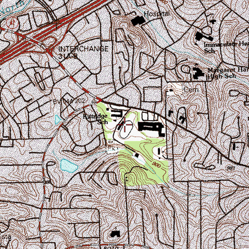 Topographic Map of Adams Stadium, GA