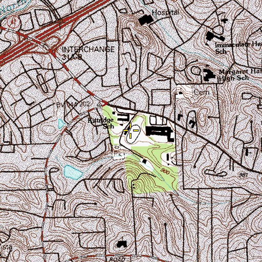 Topographic Map of Adams Stadium, GA