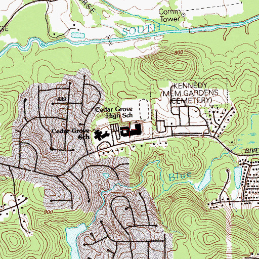 Topographic Map of Cedar Grove High School, GA
