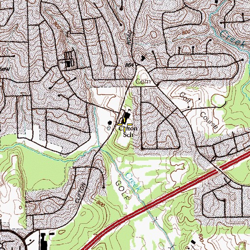 Topographic Map of Clifton Elementary School, GA