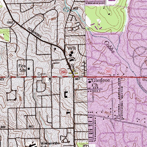 Topographic Map of Columbia Plaza Shopping Center, GA