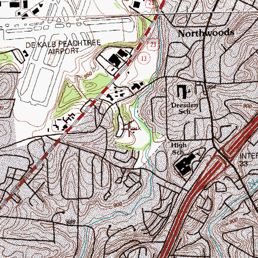 Topographic Map of Dresden Park, GA