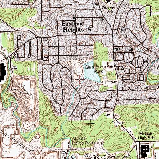 Topographic Map of Glen Emerald Park, GA