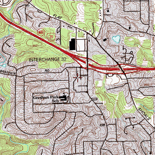 Topographic Map of Gresham Plaza Shopping Center, GA