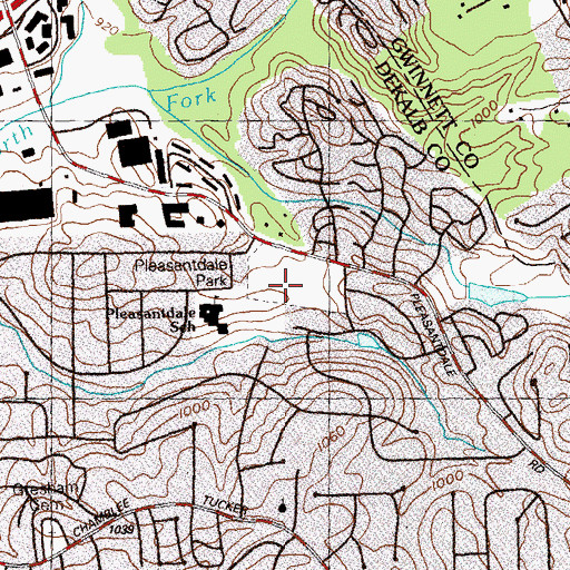 Topographic Map of Pleasantdale Park, GA