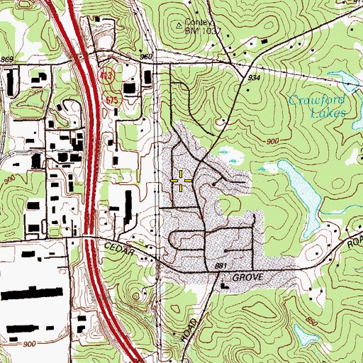 Topographic Map of Cherokee Forest, GA